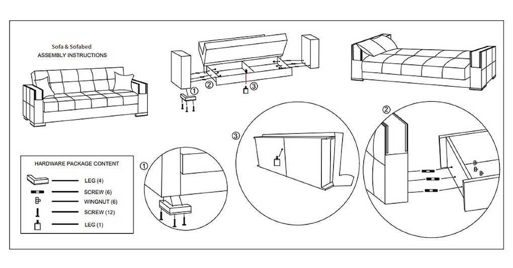 sofa and sofa bed assembly instruction